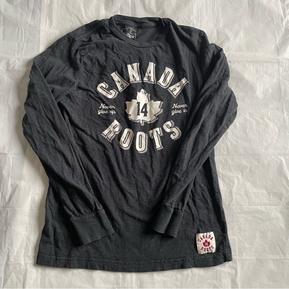 🍁 Roots Dark Grey Long Sleeve T-Shirt - Women's Size  XS 🍁 - Picture 5 of 8